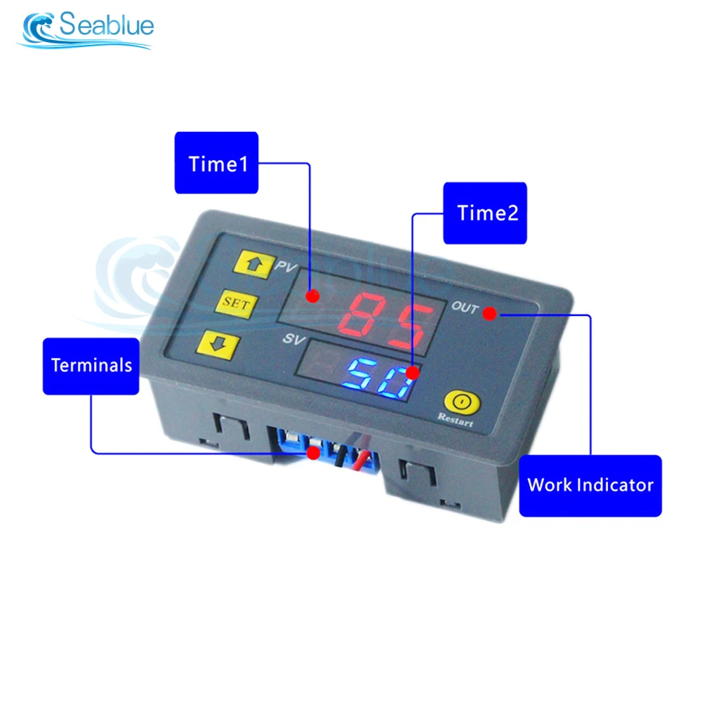 T3230 AC 110V 220V DC 12/24V Digital Time Delay Relay LED Display Cycle Timer Control Switch Adjustable Timing Relay Time Switch