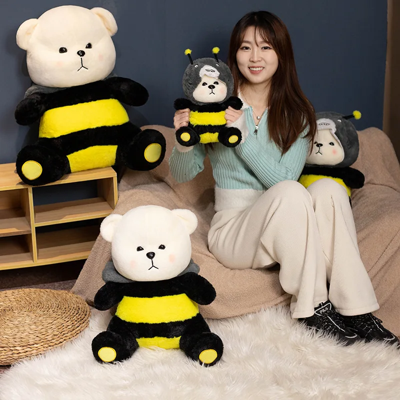 Muñeco de peluche de oso de transformación creativa Kawaii para niños y niñas, juguete de abeja de transformación, decoración de dormitorio, sofá, regalo