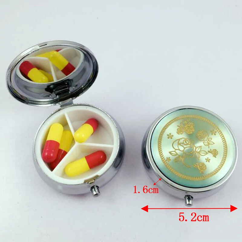 Metal Medicine Organizer Box Travel Makeup Storage Container Random 1 Pc Round Flower Print Folding Medicine Box Pill Case