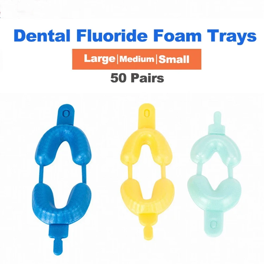 

50 Pairs Dental Foam Trays Disposable Fluoride Gel Trays Teeth Whitening Applicator Dentist Tools High Quality 3 Sizes