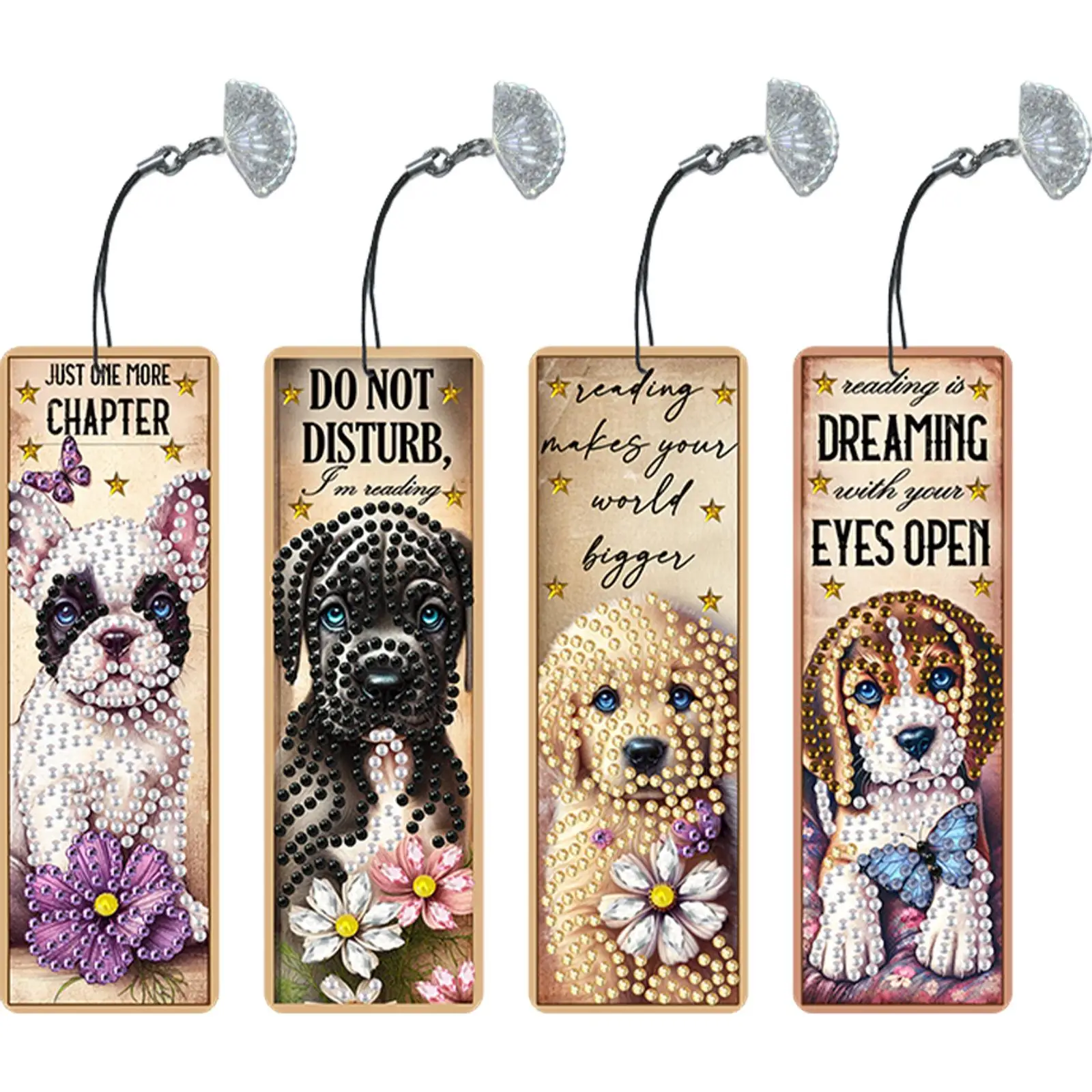 

Набор из 4 закладок для книг в форме животных с 5D-алмазной вышивкой и подвеской, наборы для самостоятельного изготовления закладок с алмазной вышивкой для взрослых, наборы для творчества своими руками