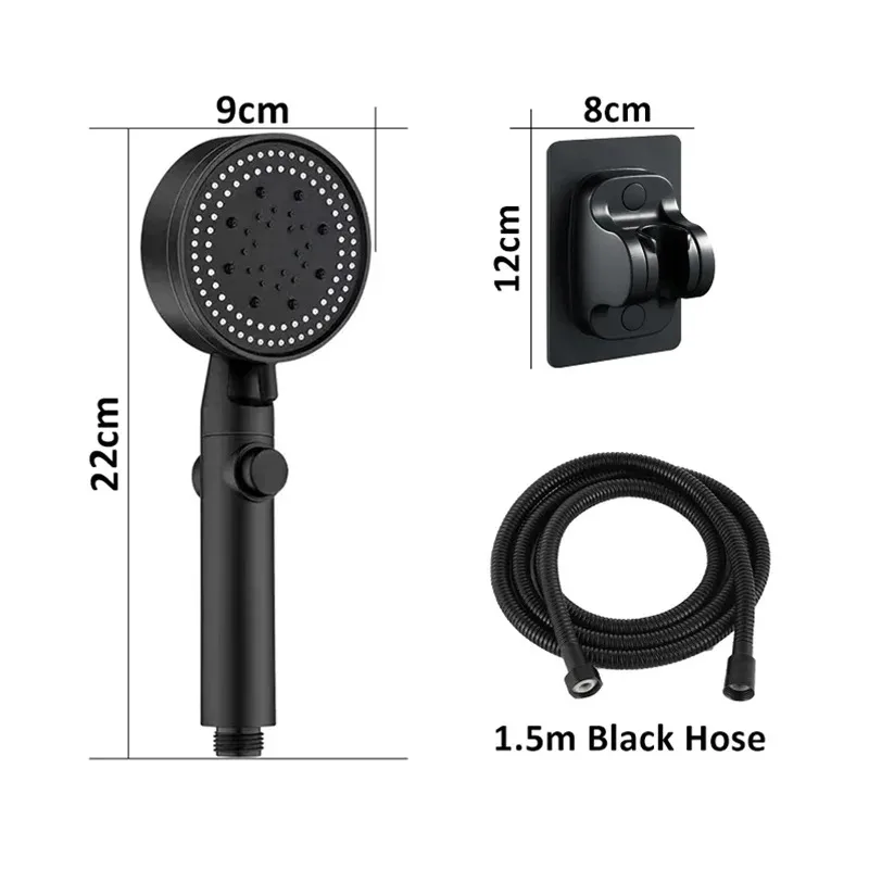 5 Modes Adjustable  Shower Head High Pressure  Showerheads with Hose Water Saving One-Key Stop Spray Nozzle Bathroom Accessories