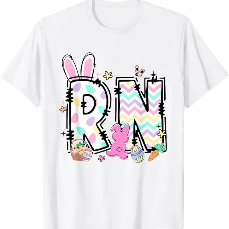 Women Registered Nurse Easter Spring Bunny Rn Hospital Staff T Shirt
