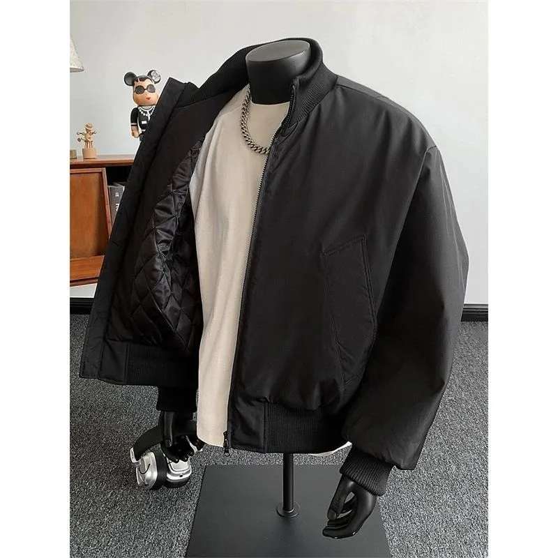 معطف Bla ort Flight Jaet American Sle للرجال للخريف والشتاء من القطن بياقة واقفة غير منتفخة