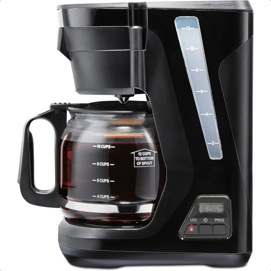 

FrontFill Drip Coffee Maker Digital Programmable 12 Cup Glass Carafe Black and Sier 43685PS