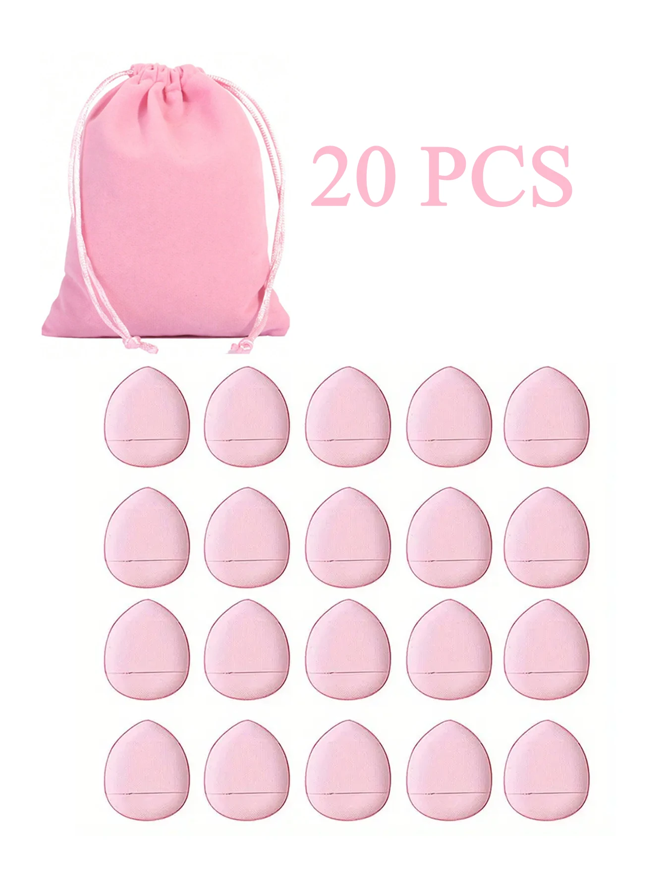 طقم إسفنجة بودرة إسفنجية مكون من 20 قطعة مع أكياس، منتفخة مكياج، لكريم الأساس السائل، كريم الأساس البودرة، كونسيلر