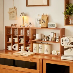 Nordic Log Style Duobao Pavilion Wall Hanging Decorative Rack Coffee Cup Grid Display Shelf Wall Multi-functional Storage Rack