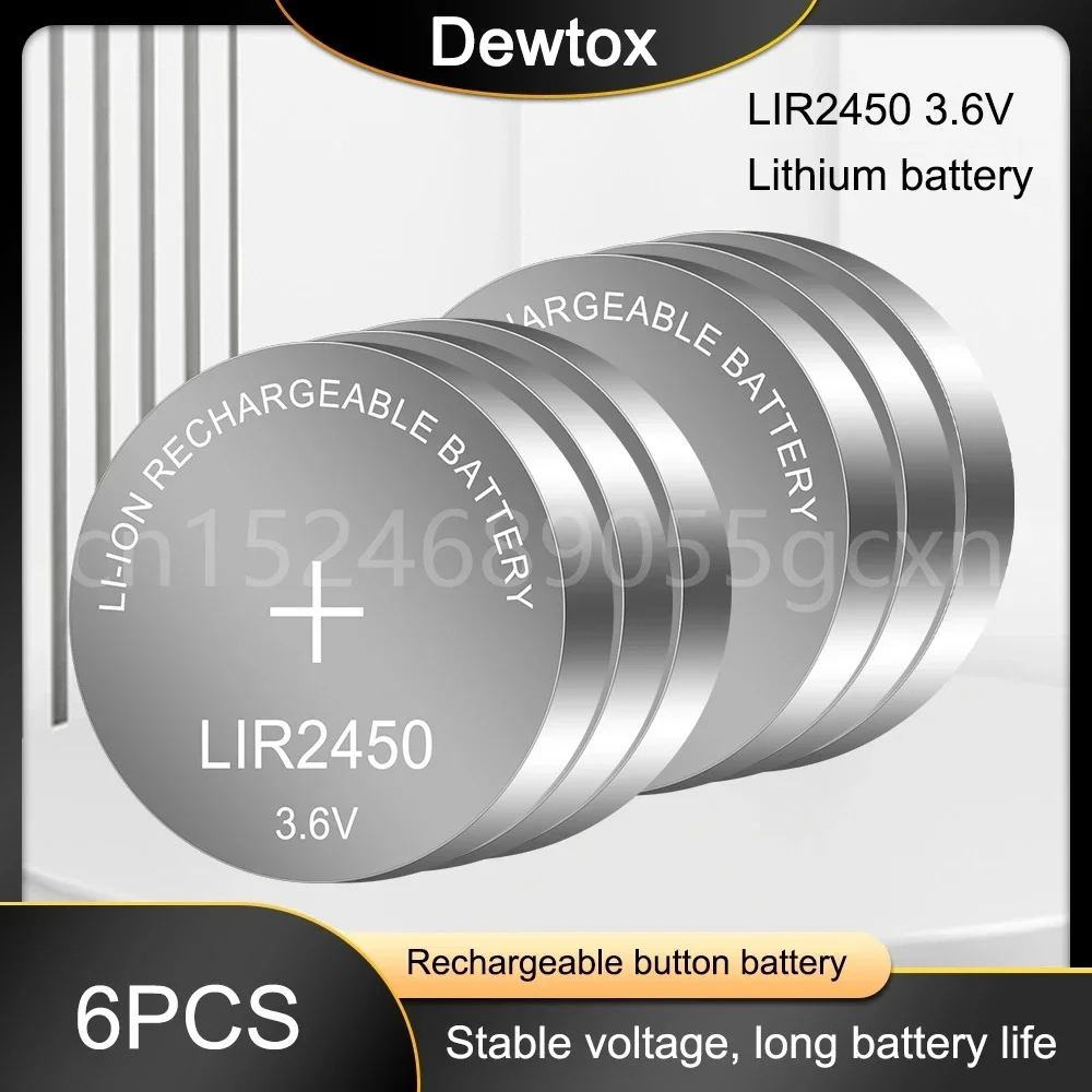 Button Cells Li-ion Rechargeable Battery LIR2450 3.6V Lithium Coin Cell Batteries LIR 2450 Replaces CR2450