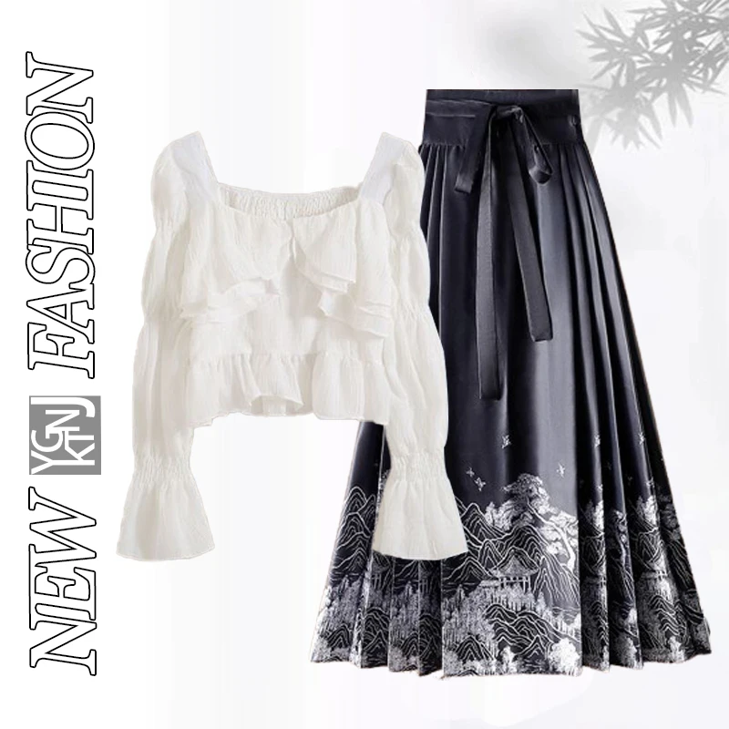 

Новая китайская модная женская юбка с длинным рукавом и открытыми плечами, осенняя коллекция