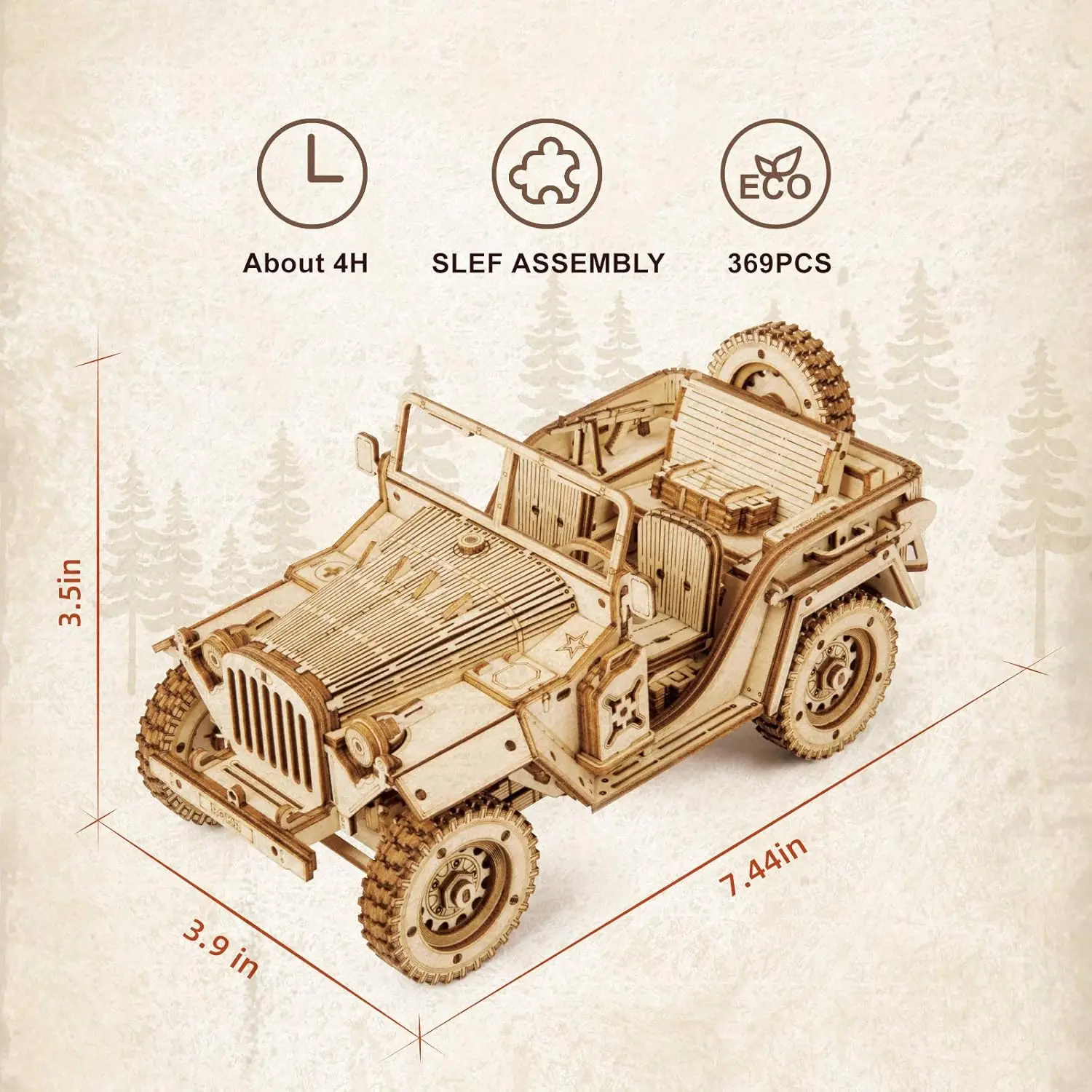 Robotime 3D Wooden Puzzle Heavy Truck Model Army Field Car Prime Steam Grand Prix Car Brain Teaser Toys for Adults and Kids