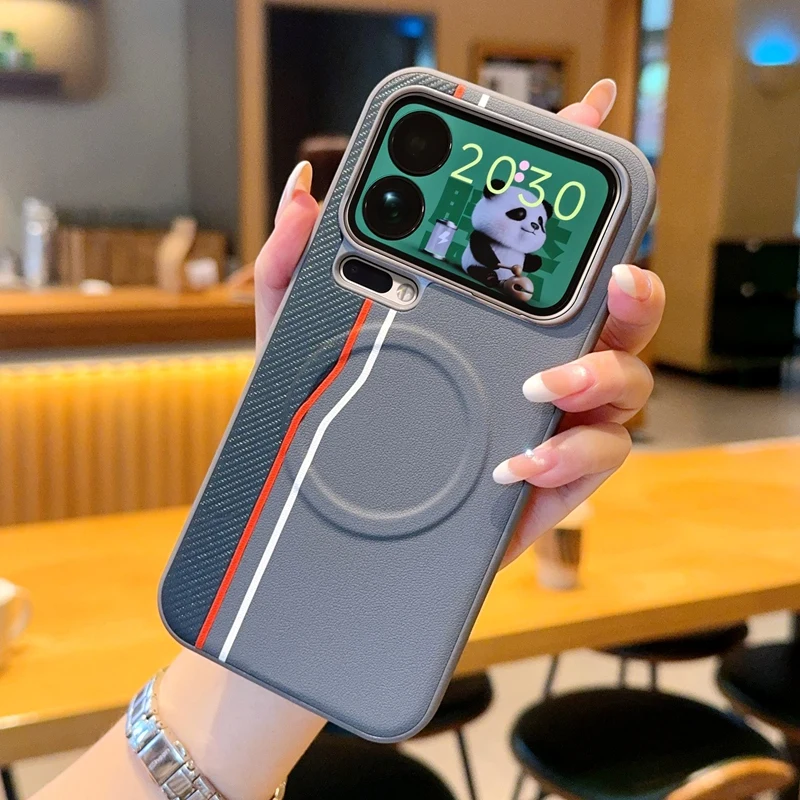 

Для Xiaomi 17 Pro Max, чехол 17 Pro ELVEV, роскошный магнитный чехол из искусственной кожи с цветными блоками, ультратонкий противоударный чехол для Xiaomi 17