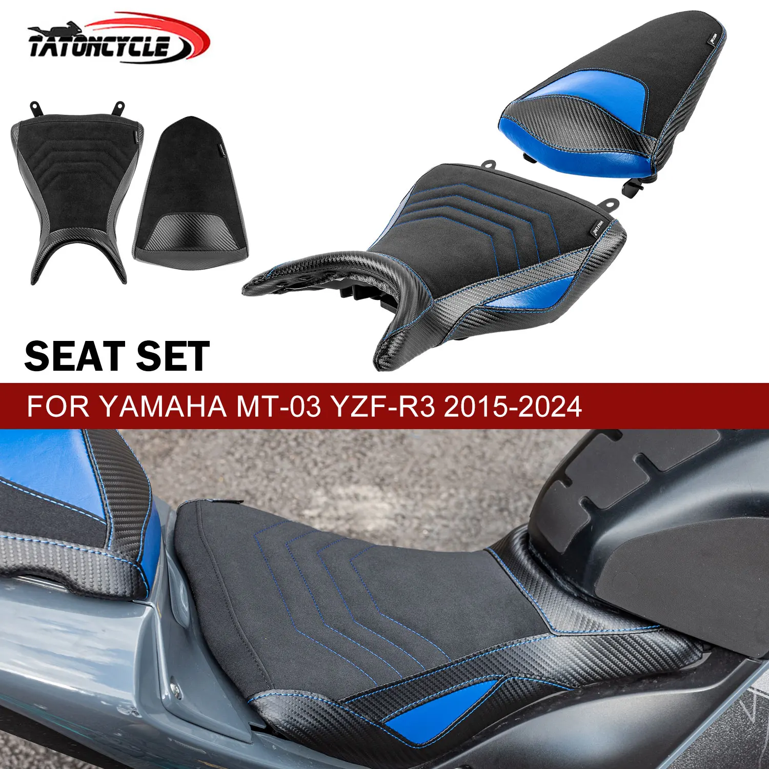 

Motorcycle Seat Cushion for Yamaha MT-03 YZF-R3 2015-2024 2021 Front Driver Seat Rear Passenger Sitting Cushion Moto Accessories