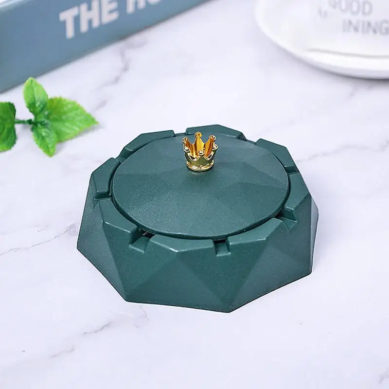 Stainless Steel Ashtray With Lids Crown Top Ashtray Decor Ash Container Ash Holder For Smokers Desktop Smoking Ash Tray For Home