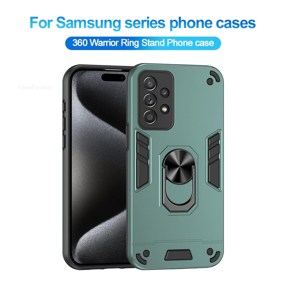 Stoßfeste Panzerhülle mit magnetischem Ringhalter für Samsung S25 Ultra S24 S23 FE Plus A36 A26 A56 A55 A54 A06 mit Linsenschutzabdeckung