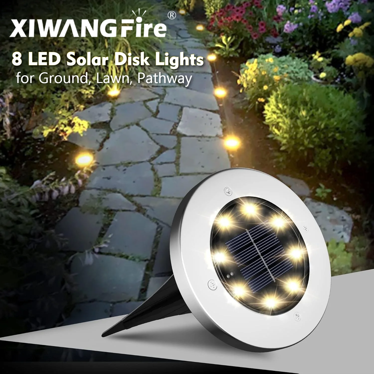 8/20LED Solar Power Disk Light Outdoor Garden Solar Underground Light Deck Light Spotlight Buried Solar Led Lamp