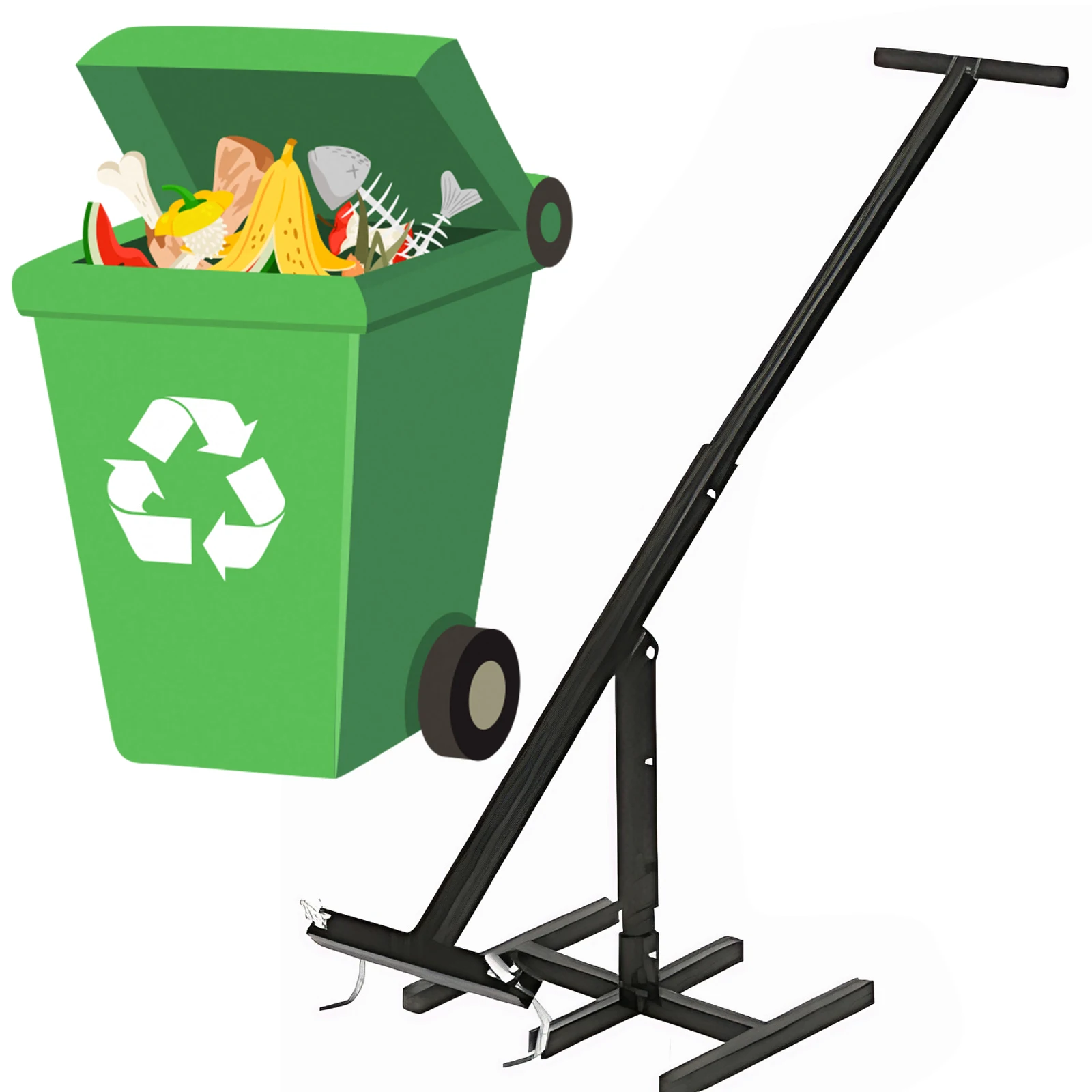 

Waste Recycling Manual Tools Rust Proof Compacting Trash Can Tool Multi-Purpose Household Garbage Can Booster for 120-660L Bins