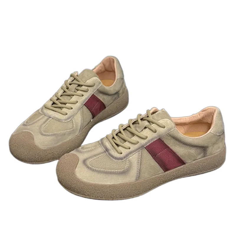 

Withered British Vintage Cowhide Comfortable And Breathable Casual Leather Shoes Training Shoes Sneakers Men Vulcanized Shoes