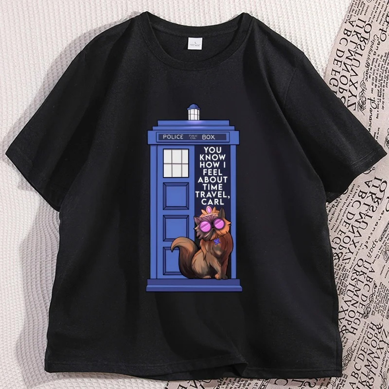 You Know How I Feel about Time Carl Medium Print T-shirts Men Women Dungeon Crawler Carl Graphic Tees Cotton Short-sleeved