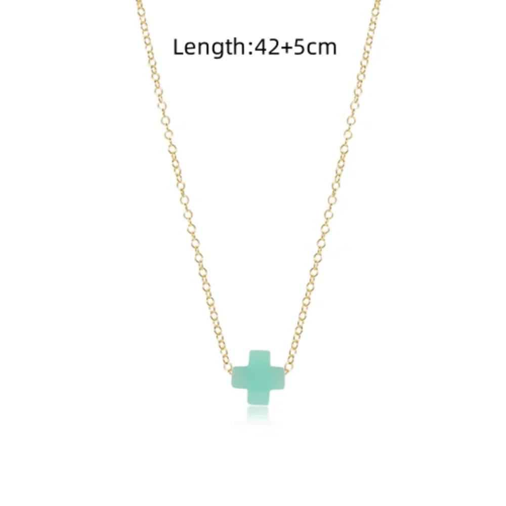 Vlen Cross Pendant Necklace for Women Simplicity Chain Choker Gold Color Stainless Steel Chain Necklaces Signature Cross Jewelry