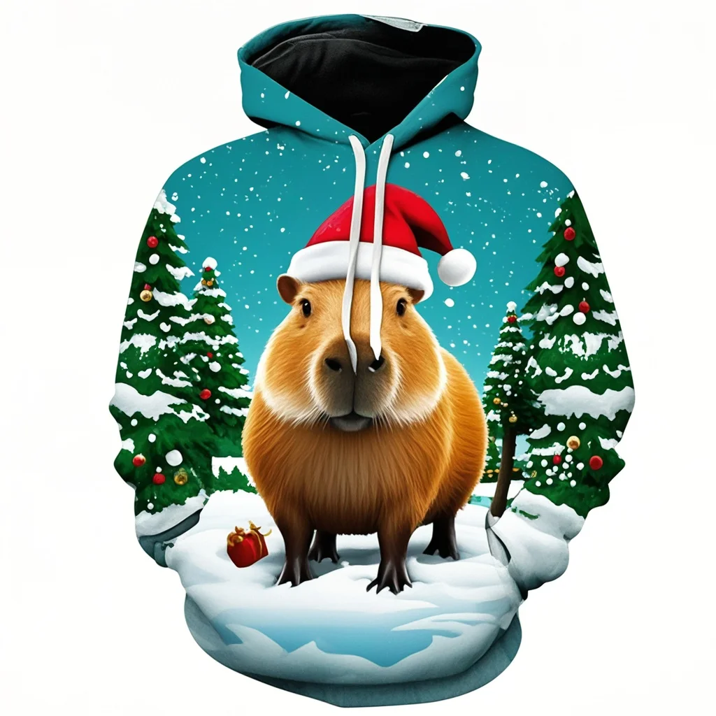 

2025 Harajuku New 3D Printed Cute Animals Capybara Hoodies Male Female Clothing Cool Christmas Hoodie Hoody Kids Sweatshirts Top