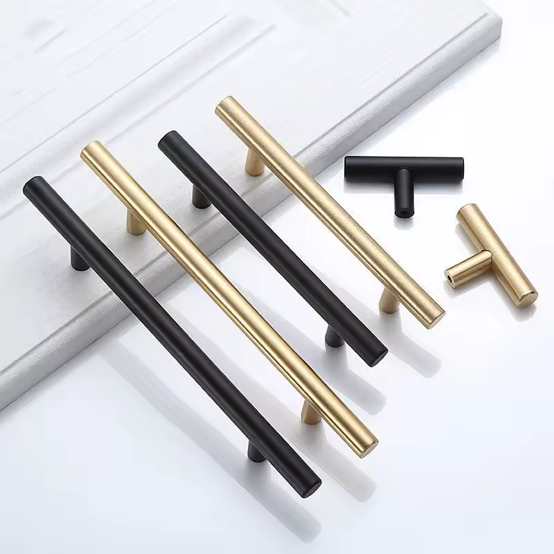 Modern Gold Brushed Straight Cupboard Handles Knobs Stainless Steel Brushed Black Gold Kitchen Door Handles Cabinet Pull