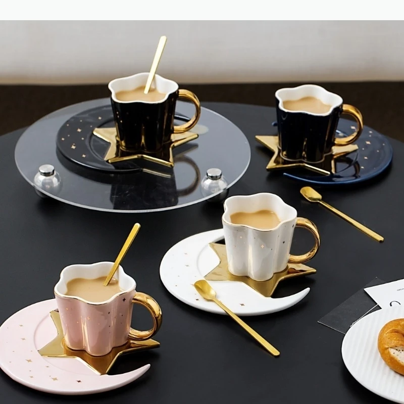 Star Moon Water Cafe Afternoon Tea Latte Coffee Set Office Ceramic Mug Modern Home Milk Gift