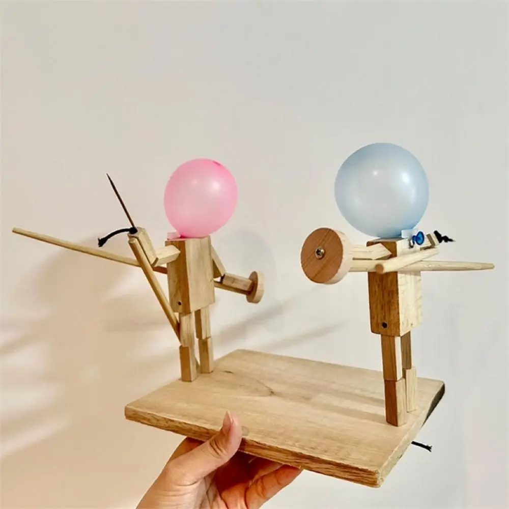 Balloon Bamboo Man Battle Wooden Bots Battle Game Two-Player Fast-Paced Balloon Battle Game with 20 Balloons for Adults