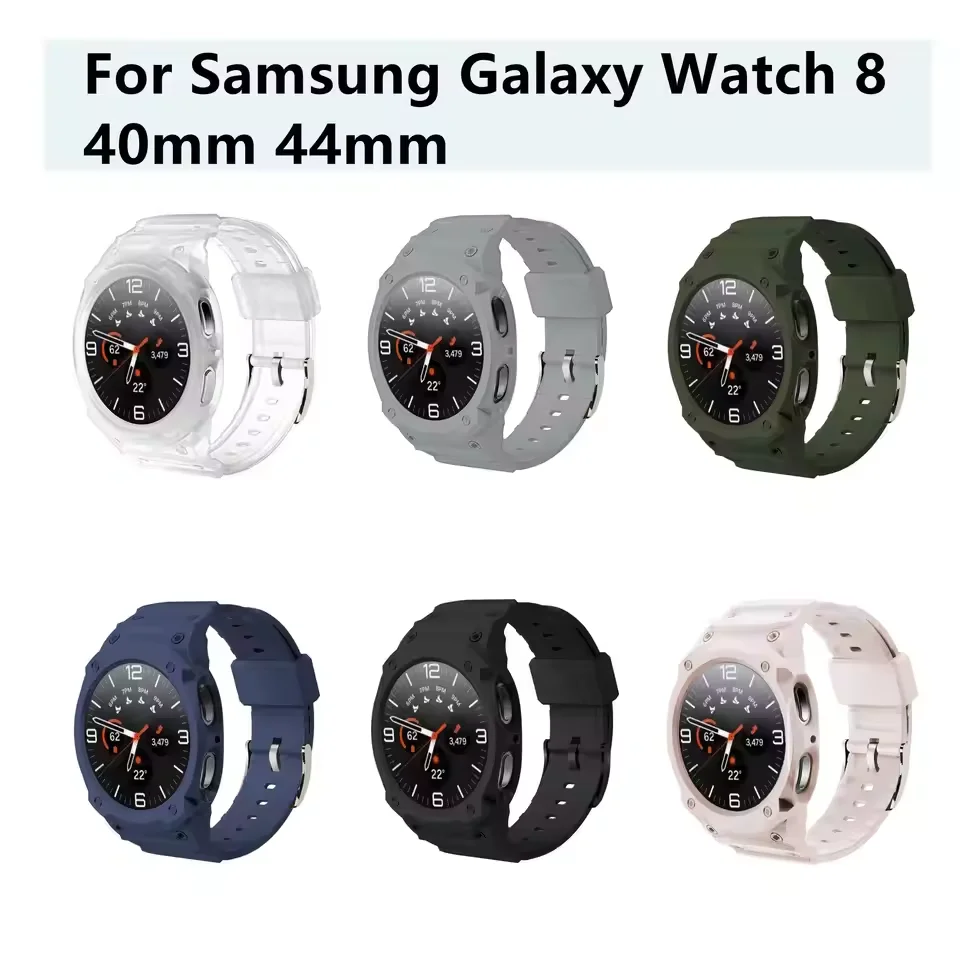 Силиконовый ремешок для часов, чехол из ТПУ для Samsung Galaxy Watch 8, 40 мм, 44 мм, спортивный ремешок-браслет Correa, чехол для Galaxy Watch 8, ремешок