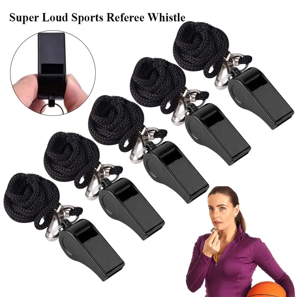 5pcs Hot sale Referee Sport Rugby Party Training School ABS Whistles Cheerleading Tool Black Whistle Cheerleaders