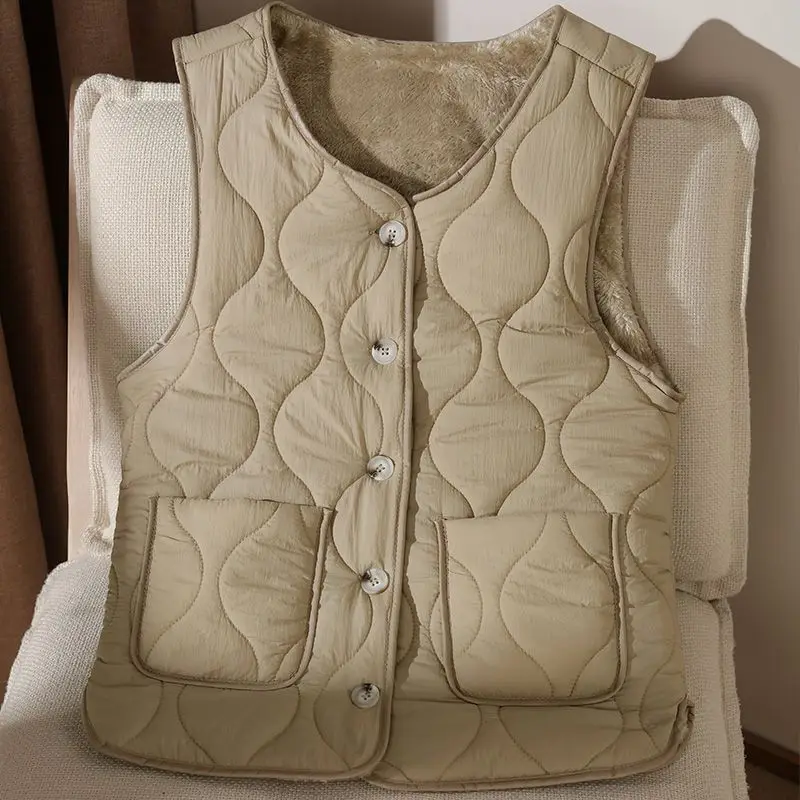 

Vests Waistcoats Thin Womens Puffer Spring Cleanfit Snap Urban Lined Minimalist Gentle Pure Fitted Leisure Softy Comfortable Y2K
