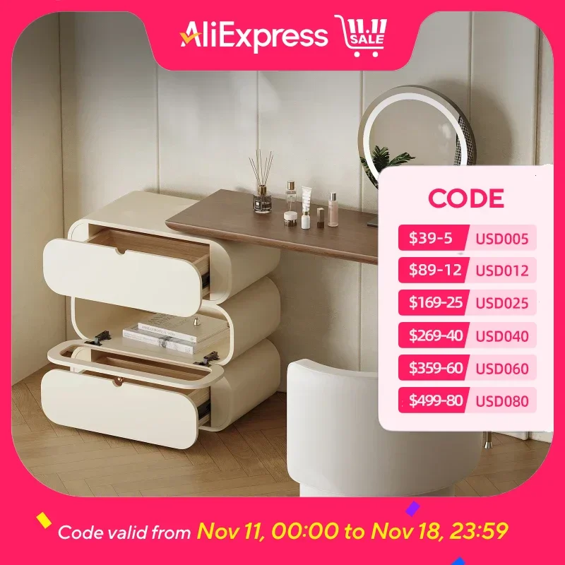 

Glass Mirror Lights Vanity Table Storage Nordic Modern Drawers Girl Bedroom Vanity Makeup Desk Cabinet Coiffeuse Furniture Home