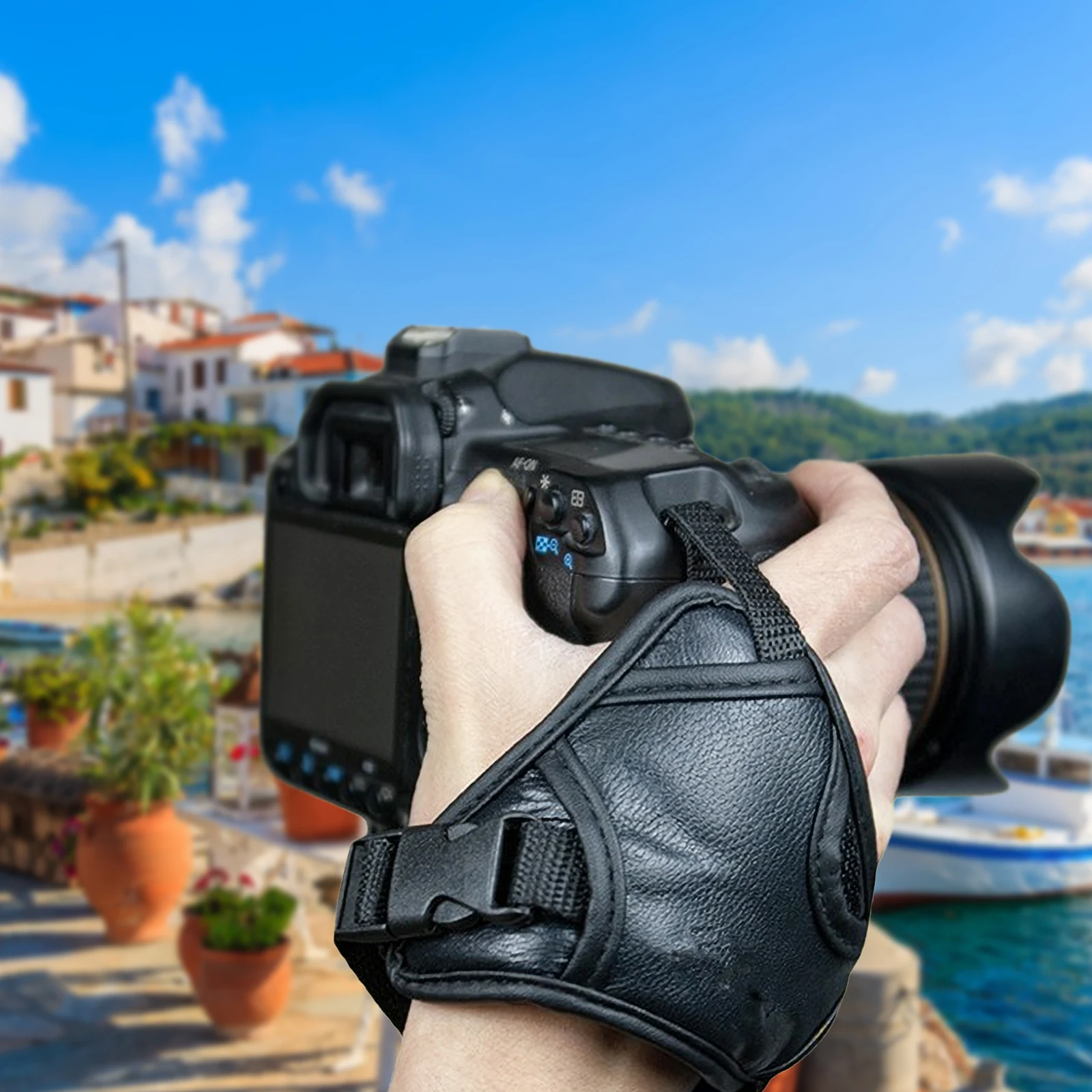 

Professional Camera Wrist Strap With Tripod Screw Port Protective Hand Grip Comfortable Handheld Use For Dslr Cameras Hand