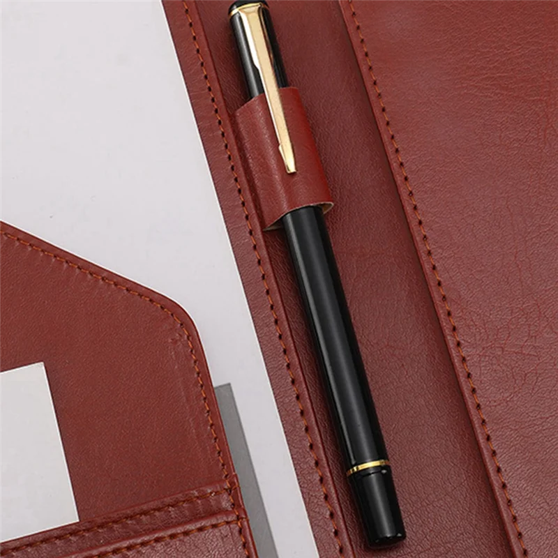 AP-A4 PU Padfolio مجلد ملفات محفظة الأعمال وثيقة حامل الحافظة المعدنية وسادة منظم المستندات حامل دائم ، C
