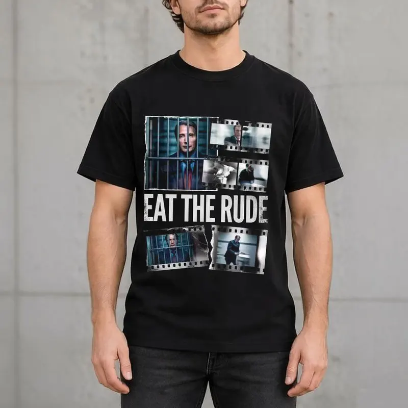 Hannibal Lecter Eat The Rude Graphic T-Shirt Horror TV Series Vintage Gothic Unisex Short Sleeve Tee Mikkelsen Print Casual Tops