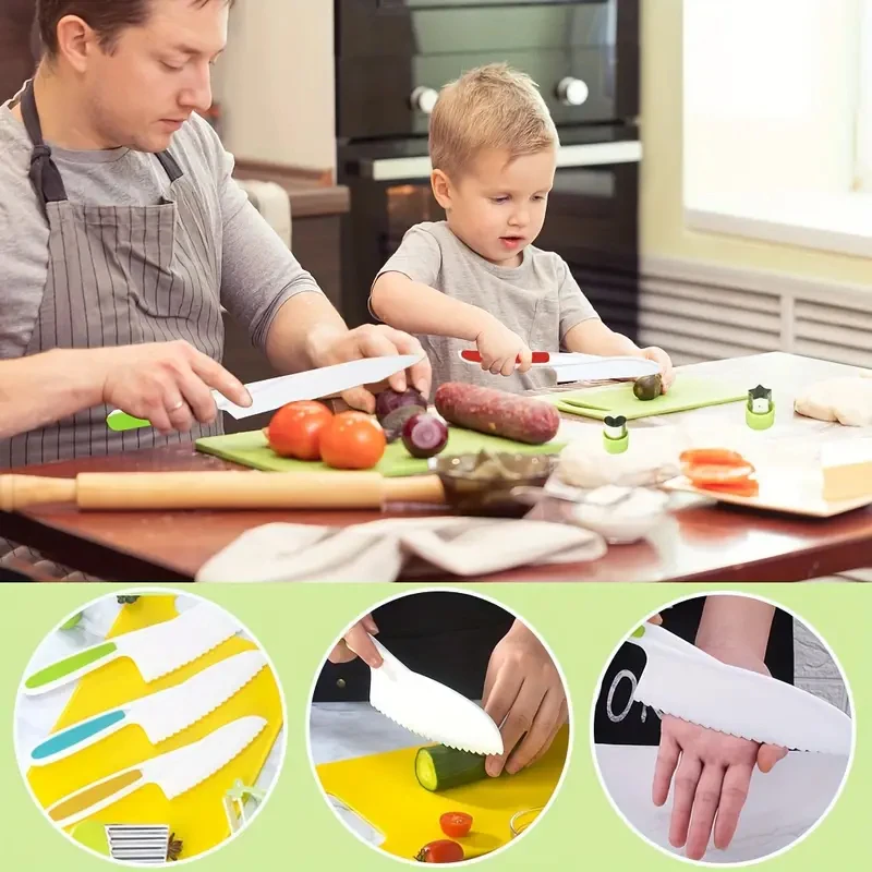 Juego de cortador de cocina para niños pequeños, cuchillo de plástico para pastel, cuchillos de fruta, herramientas peladoras DIY, accesorios de