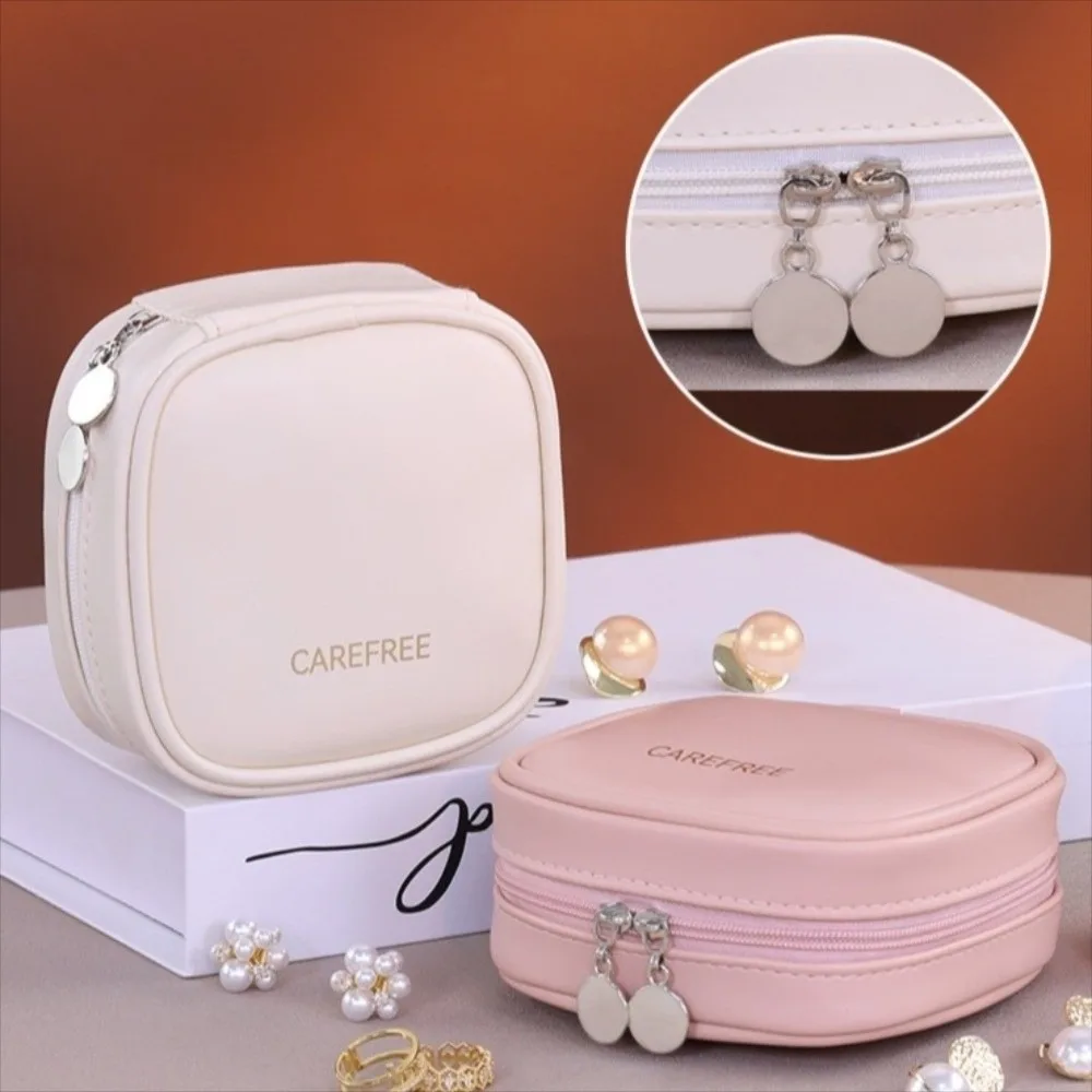 

Mini Portable PU Jewelry Box Organizer Packing Bag Travel Earrings Ring Sorting Bag Necklace Hand String Drawstring Storage Bag