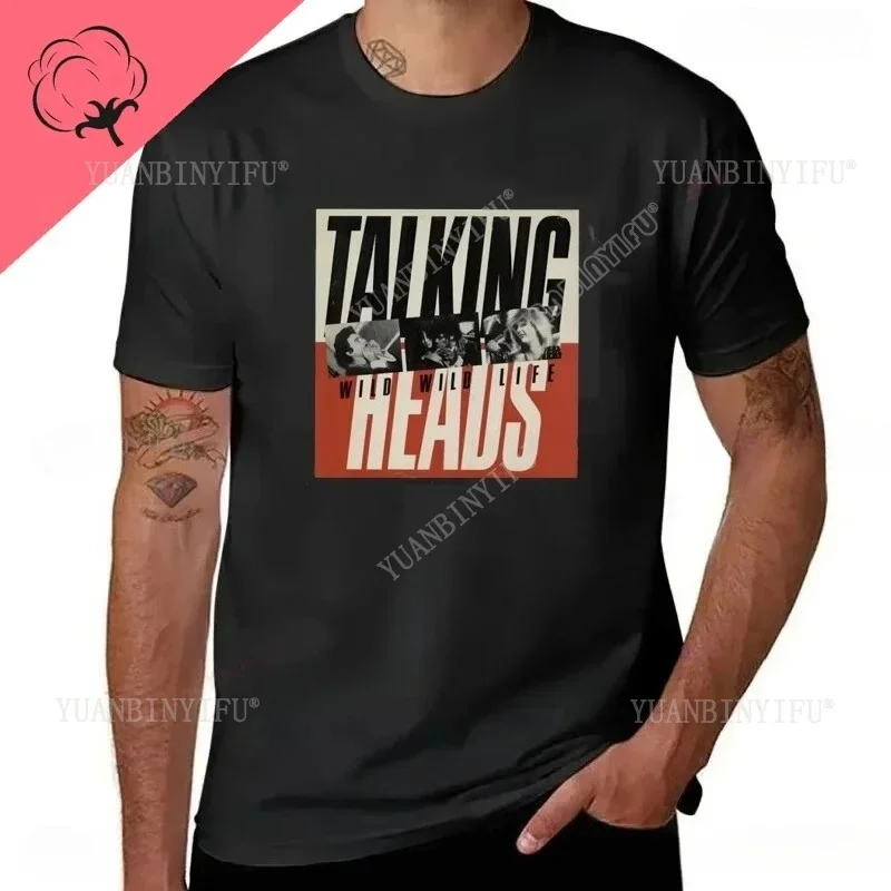 

Классическая повседневная летняя рубашка унисекс с принтом «Говорящие головы» в стиле Харадзюку, хлопковая свободная модная рубашка с круглым вырезом и короткими рукавами