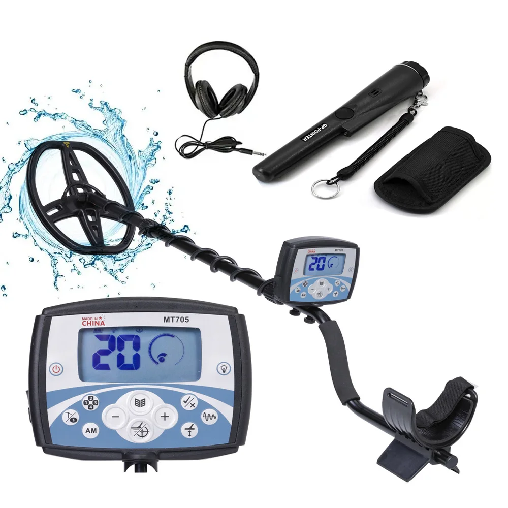 Sensibilidade Waterproof Gold Detector Detector de Metais Profissional Identificar Caçador de Tesouro Subterrâneo Mt705 Alta