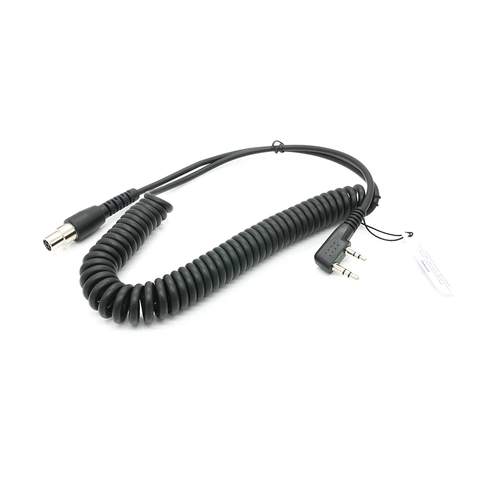 Two Way Handheld Radios And Headsets 2-Pin To 5-Pin Coil Cord Cable Compatible With For Kenwood CC-Ken Aviation Headset K Cable