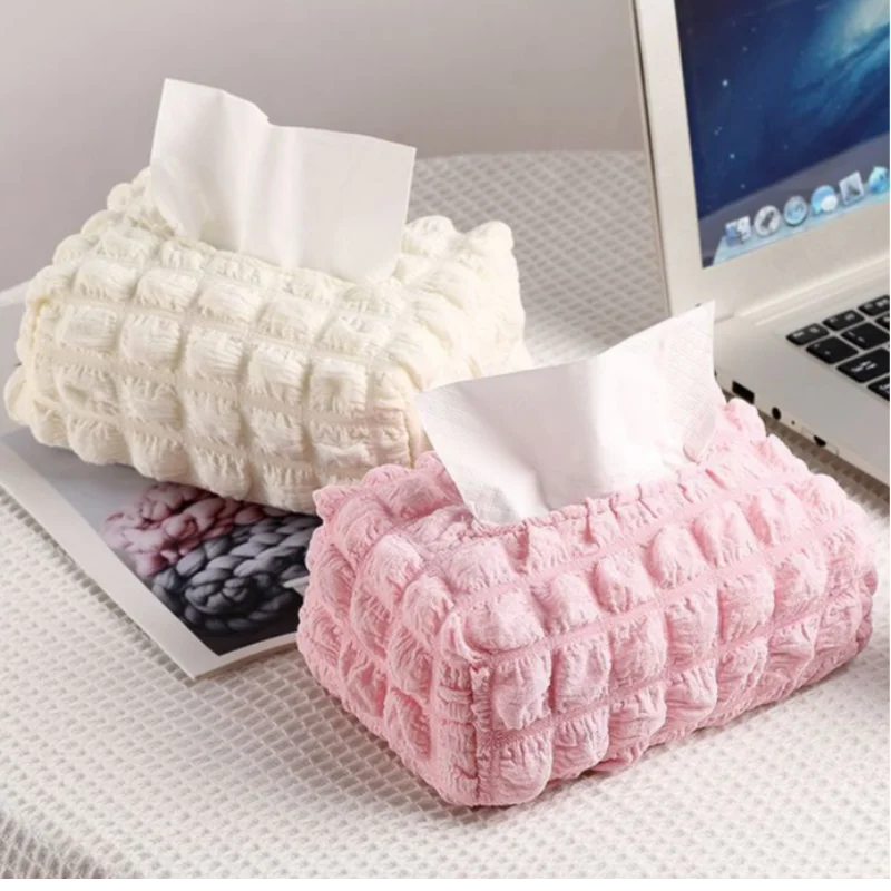 Soft Puff Tissue Bags Portable Napkin Holder Household Tissue Storage Boxes Home Office Desktop Napkin Storage Bags