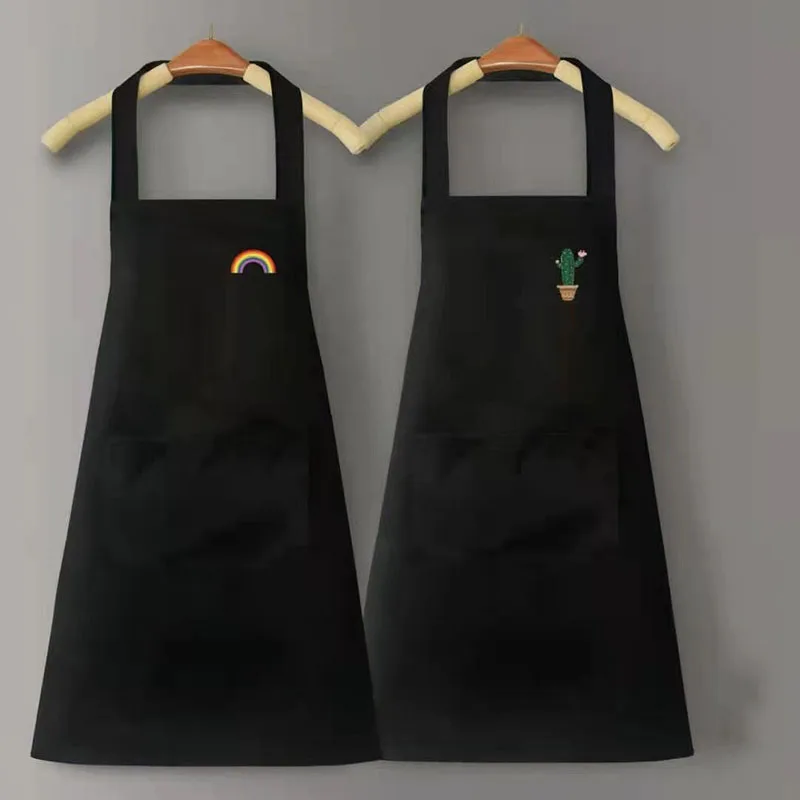 Cute Cartoon Rainbow Cactus Cartoon Apron Household Waterproof And Oil-Proof Apron For Men And Women In The Kitchen