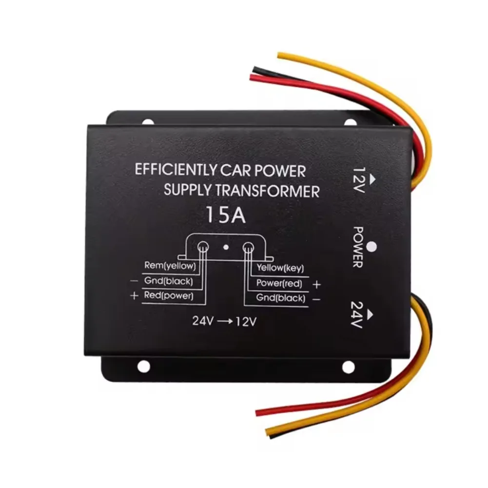 Automotive Power Converter 24V to 12V DC with Metal Shell and Safety Protections Including Overload and Thermal Controls