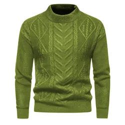 2023 New Casual Splicing Round Neck Rib Knitted Jacquard Design for Men's Long Sleeves  Sweater Tops