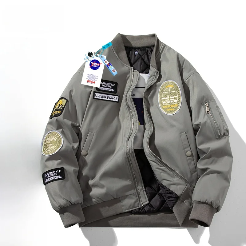 

Утепленная хлопковая куртка-бомбер для мужчин на осень-зиму, водонепроницаемая, на молнии, свободного кроя, молодежная, модная
