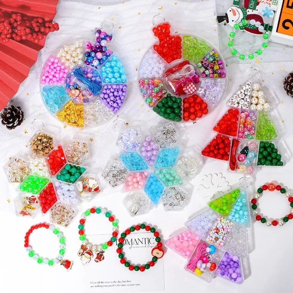Multi-Color Christmas Beading DIY Kit Handmade Entry-level Bracelet Necklace Making Snowflake Shaped Complete Supplies