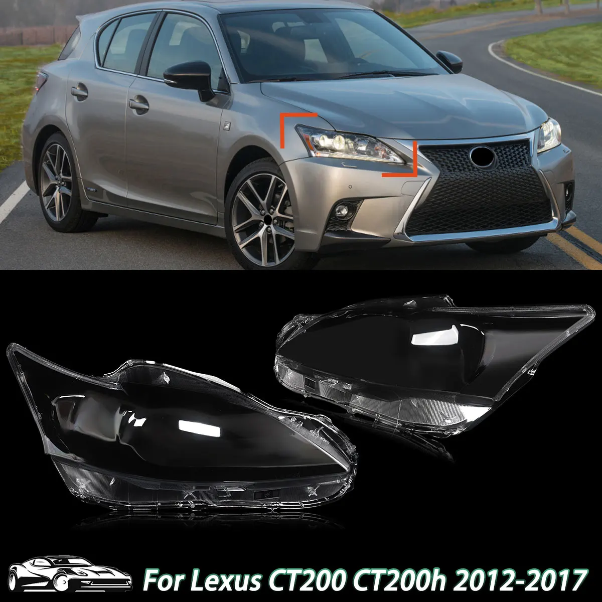 SAIQINGSP 1 Pair of Front Headlight Lens Shell For Lexus CT200 CT200H 2012-2017 Left+Right Side Car Accessories Tools