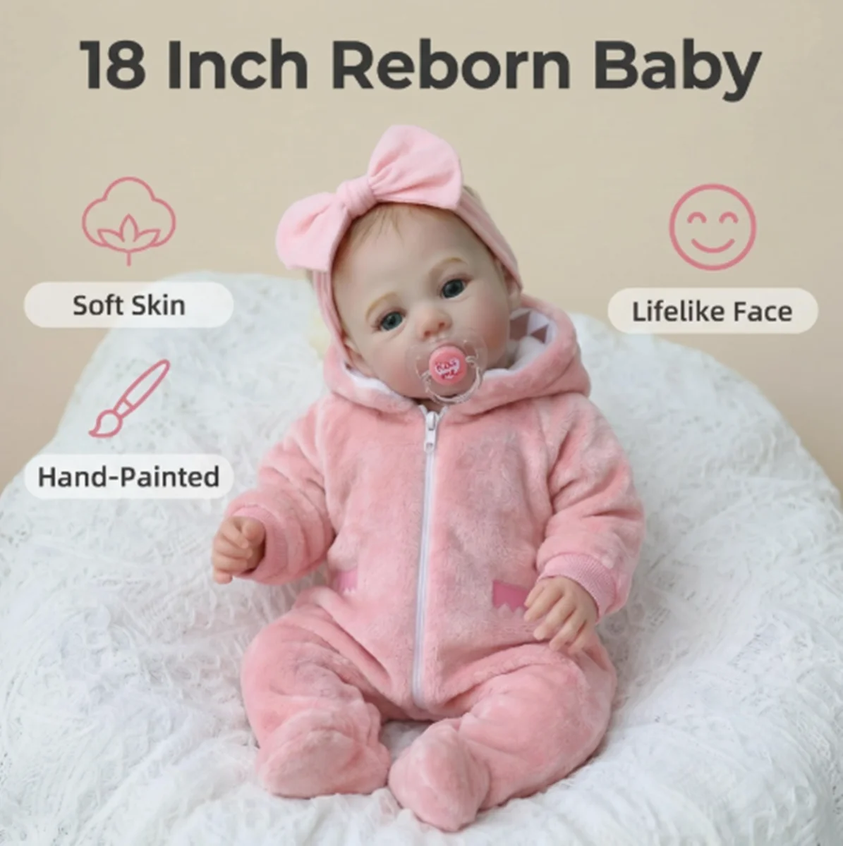 Meadow Reborn Baby Dolls Full Silicone Body Girl Boys 18 inch Soft Vinyl Realistic Handmade Cloth Body Looking Real Newborn