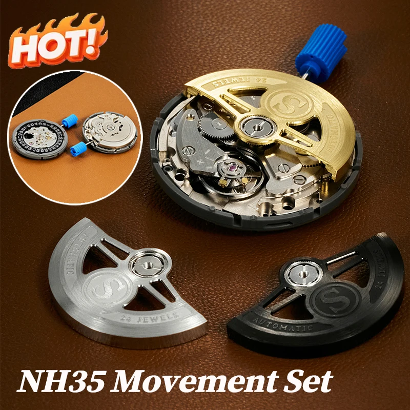

NH35A Movement Set Crown At 3.0 Nh35 with White/Black Date Automatic Hammer Rotor Pendulum Mechanical Repair Parts Refit Parts