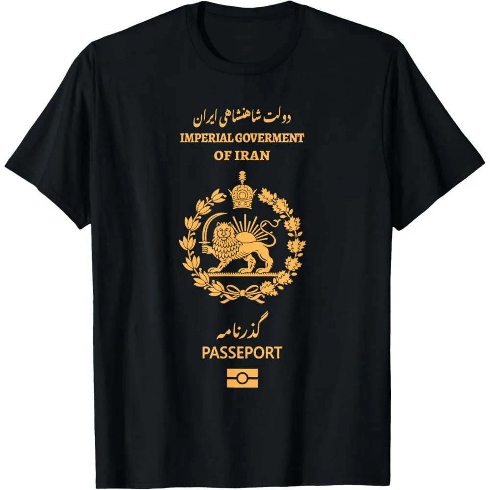 Iran Alltagstaugliches T-Shirt Iran Löwe Sonne Reisepass Shirt Persische Iran Flagge T-Shirt Herren Damen Streetwear Grafik Bedruckte Baumwoll-Tops