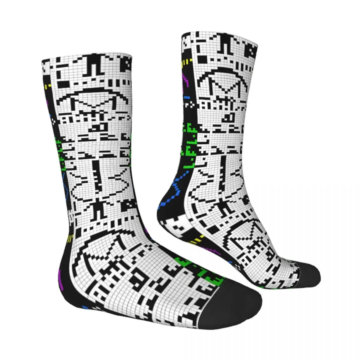 Funny Crazy Sock for Men The Arecibo Message 003 Hip Hop Harajuku Johnny Hallyday Happy Pattern Printed Boys Crew Sock Gift